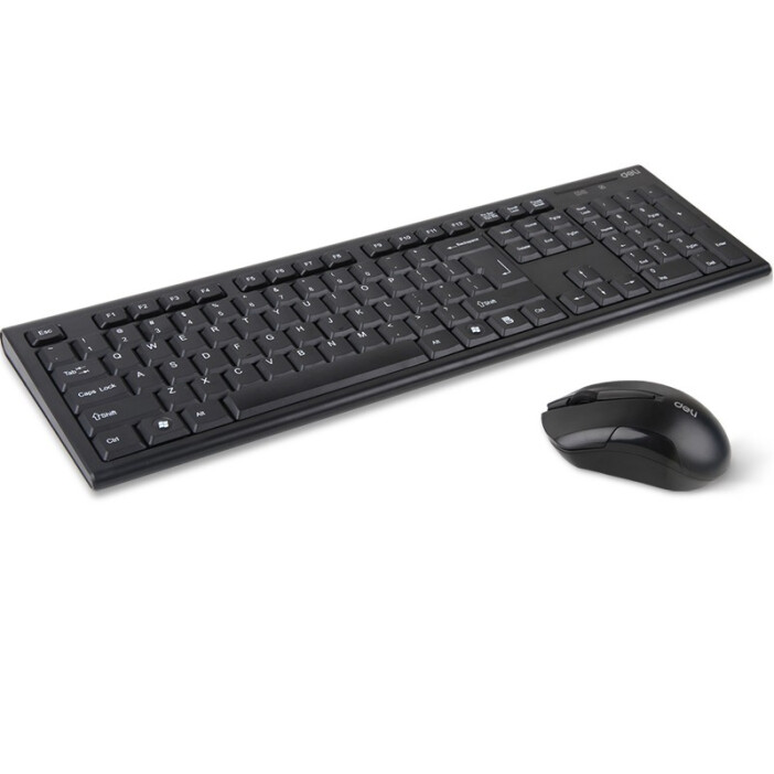 得力 deli 3728无线键鼠套装键盘鼠标USB手感舒适(黑色)(办公用品
